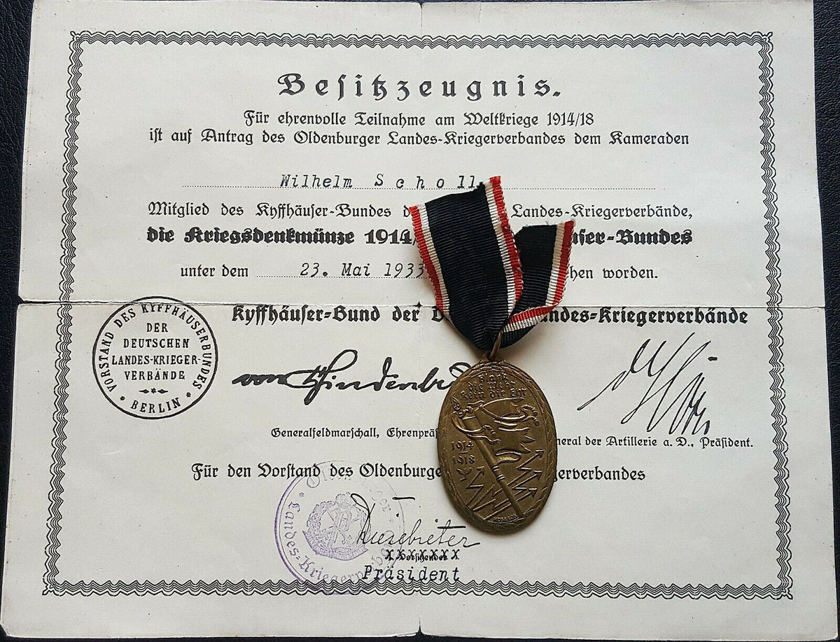 ✚10597✚ German post WW1 Kyffhauser League Commemorative Medal +