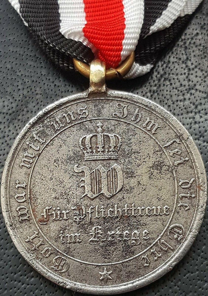 Warrior Association Flensburg 1870 good antique German/Prussian medal with ribbon-Kaiser Wilhelm II-Weight 10.5g-FREE postage